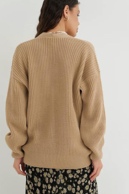 Relaxed Fit Solid Color Christmas Cardigan