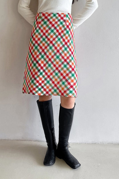 Checkered Wool Christmas Skirt