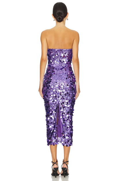 Sparkly Babe Midi Dress - Purple