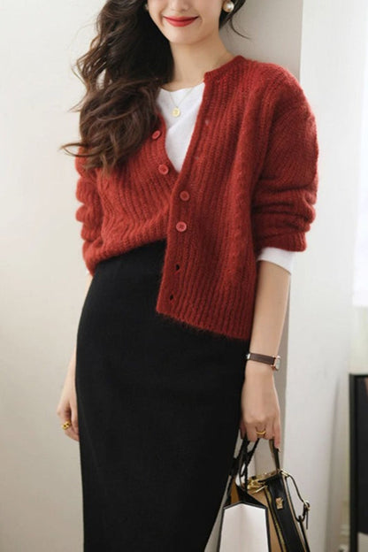 Vintage Relaxed Short Christmas Cardigan