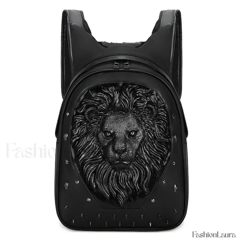 3D Embossed Skull Punk Rock Gothic Leather Rivets Laptop Travel Bag Black 4