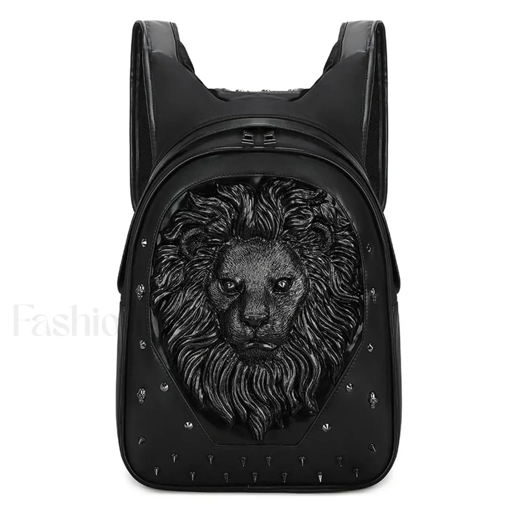 3D Embossed Skull Punk Rock Gothic Leather Rivets Laptop Travel Bag Black 4
