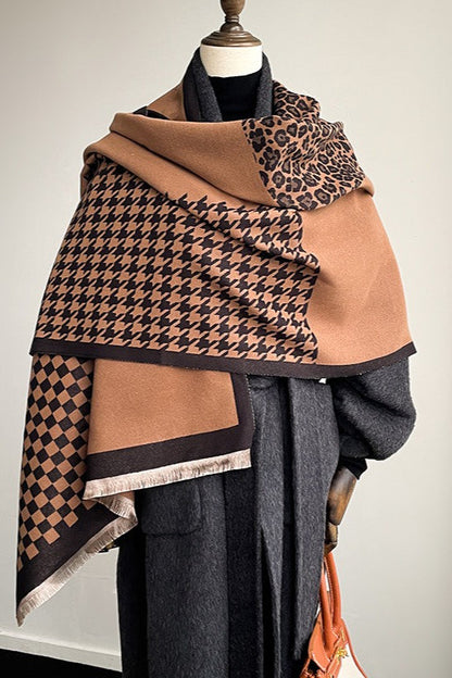 Checkered Plush Christmas Scarf