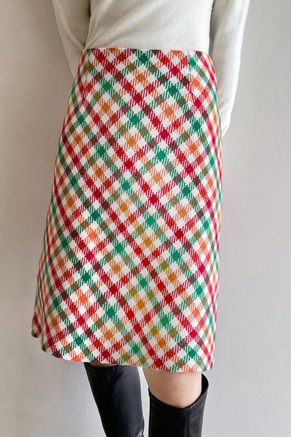 Checkered Wool Christmas Skirt