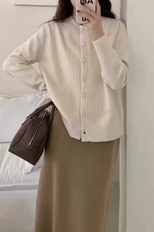 Vintage Lace Trimmed Knit Christmas Cardigan