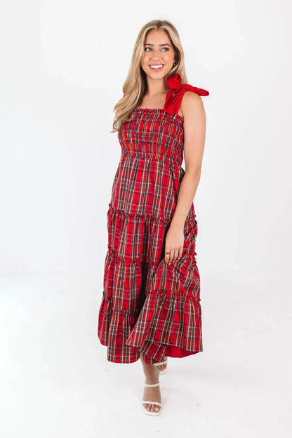 Colorful Plaid Print Slip Dress