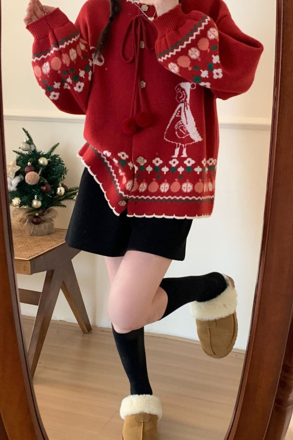Pompom Oversized Christmas Cardigan