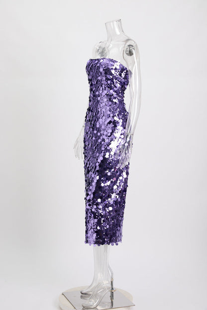 Sparkly Babe Midi Dress - Purple