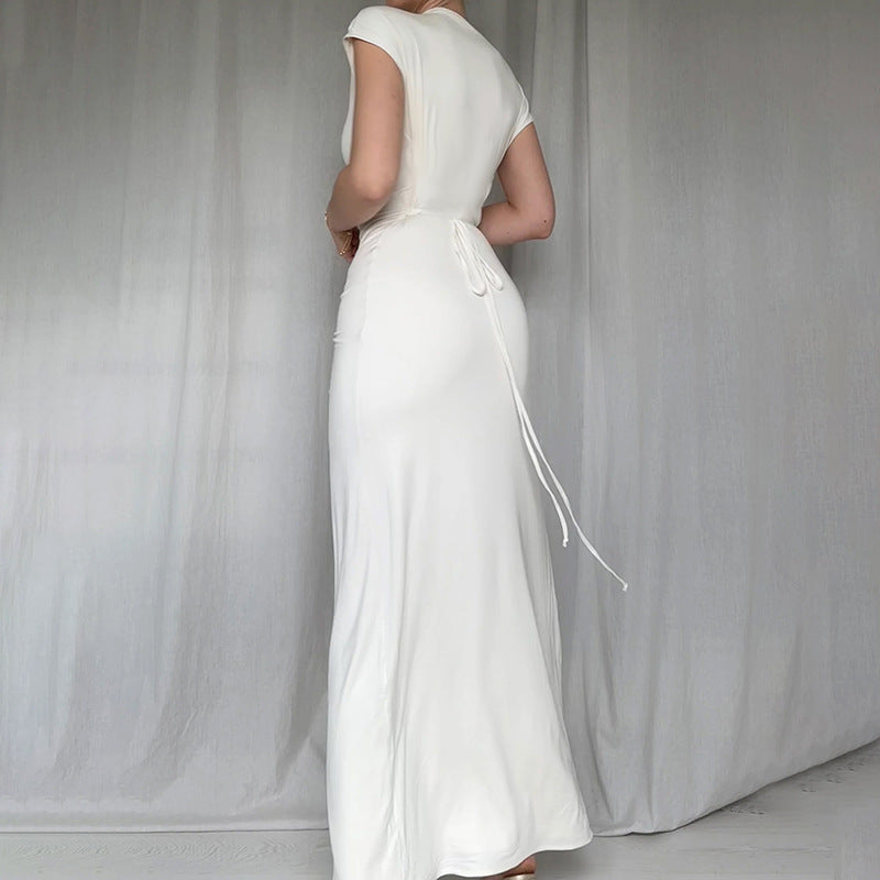 Americana Slit Dress-White