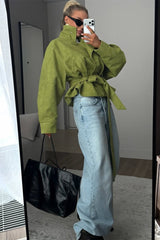 Tie Waist Cropped Field Jacket