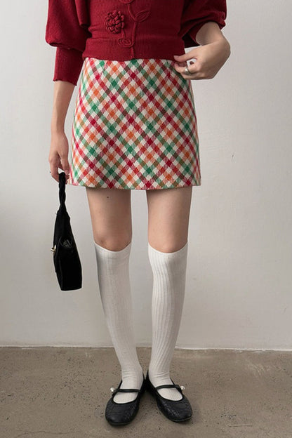 Checkered Wool Christmas Skirt