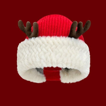 Reindeer Plush Knit Earflap Christmas Hat