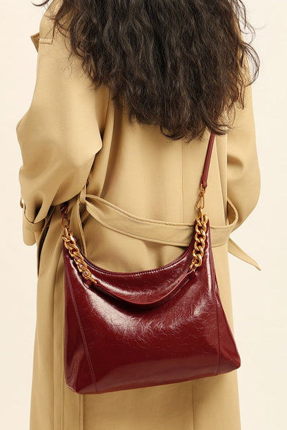 Red Large Capacity Tote Bag Elegant Shoulder Underarm Bag