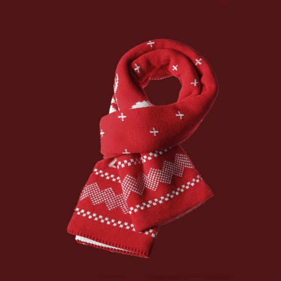 Deer Pattern Plush Christmas Scarf