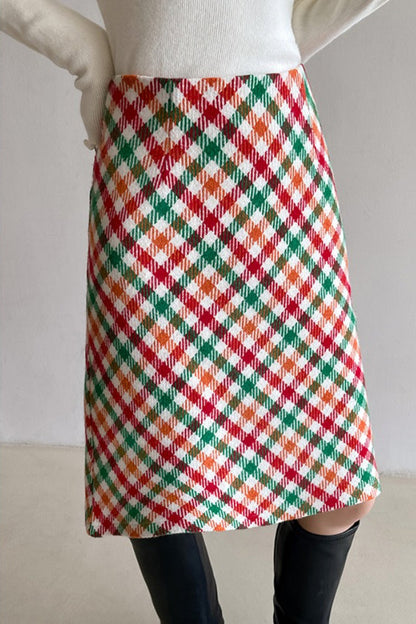 Checkered Wool Christmas Skirt