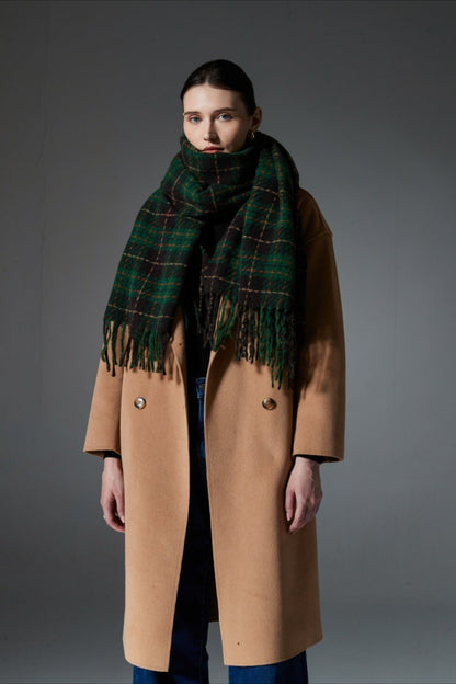 Plaid Fringe Christmas Scarf