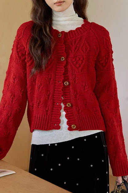 Vintage Crochet Knit Christmas Cardigan