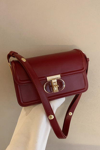 Wine Red Structured Mini Square Shoulder Crossbody Bag
