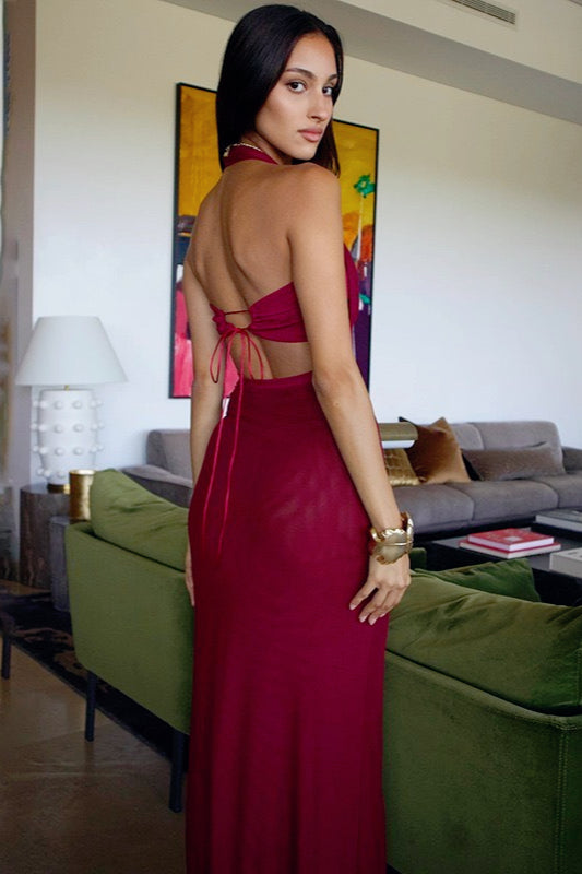 Halter Neck Backless Slip Dress