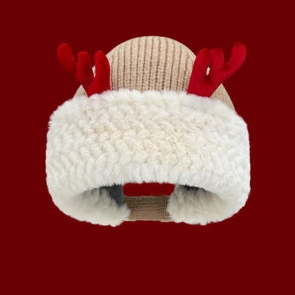Reindeer Plush Knit Earflap Christmas Hat