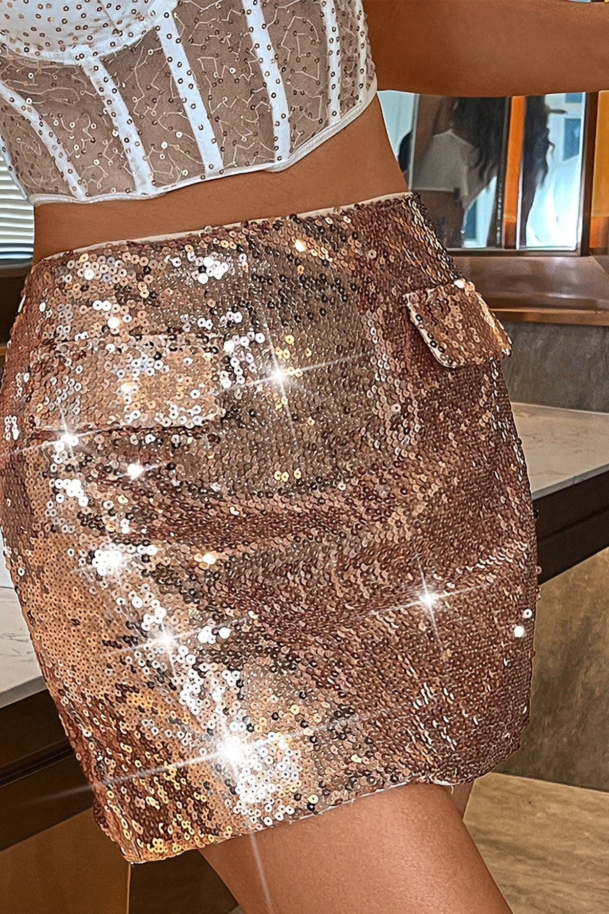 Sequin Bodycon Mini Christmas Skirt