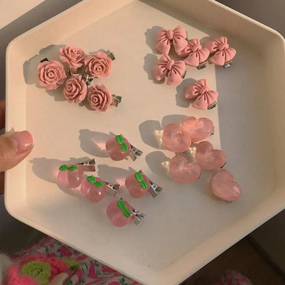 Pink Rose Flower Heart Hair Accessory Accessories-L