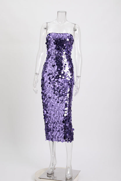 Sparkly Babe Midi Dress - Purple