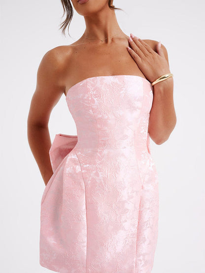 Amelia-Jacquard Knot Short Dress