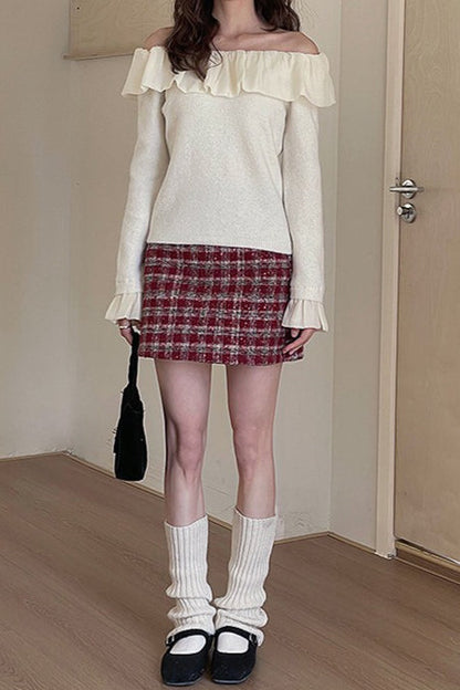 Heavyweight Wool Plaid Bodycon Christmas Skirt