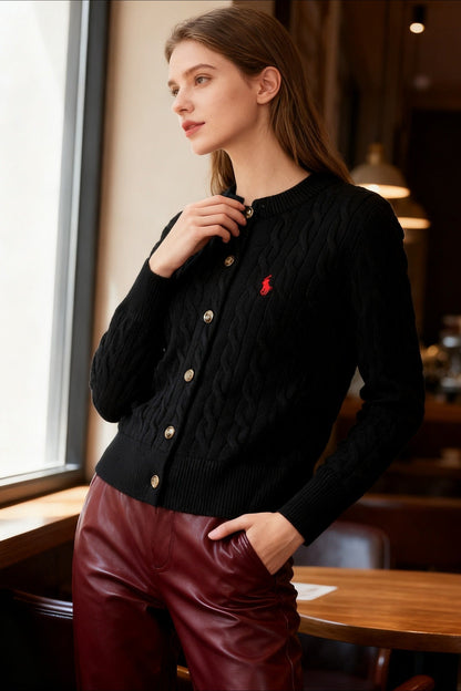 Embroidered Cable Wool Christmas Cardigan