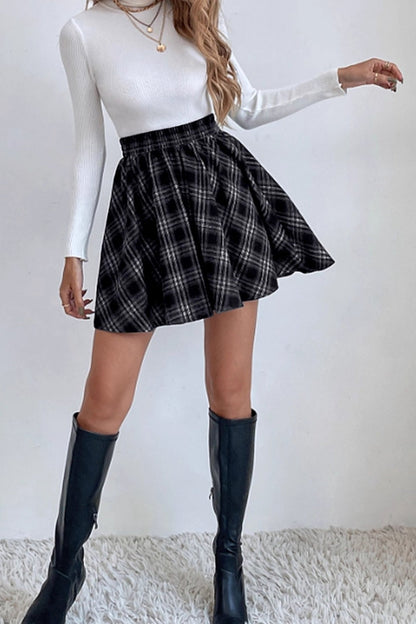 Versatile Plaid Mini Christmas Skirt