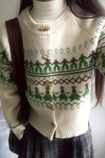 Retro Jacquard Christmas Cardigan