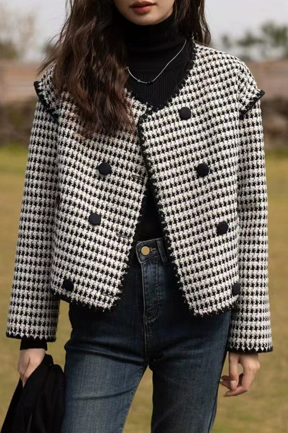Tweed Houndstooth Short Christmas Outerwear