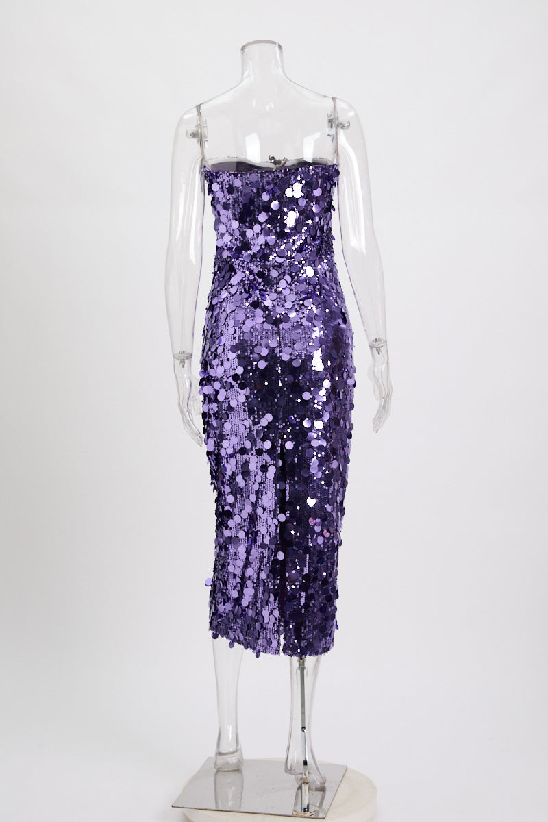 Sparkly Babe Midi Dress - Purple