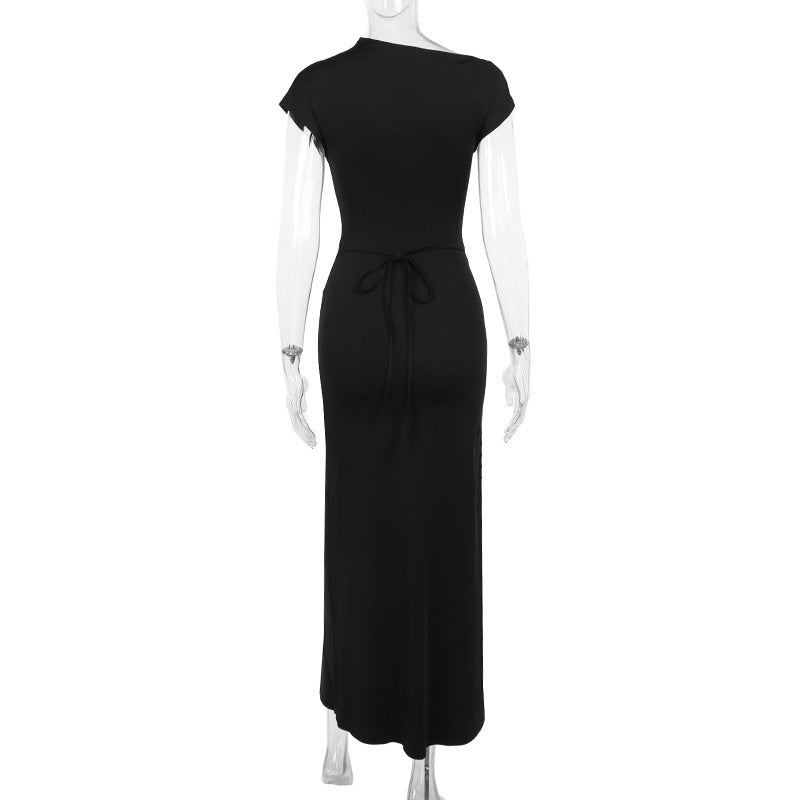 Americana Slit Dress-Black