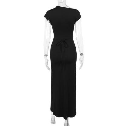 Americana Slit Dress-Black