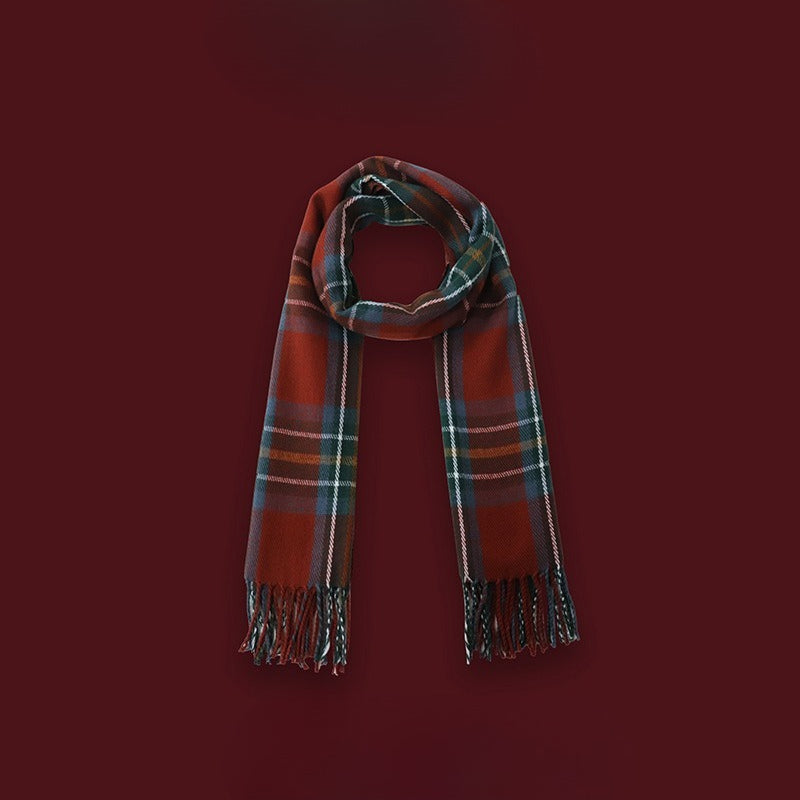 Plaid Fringe Christmas Scarf