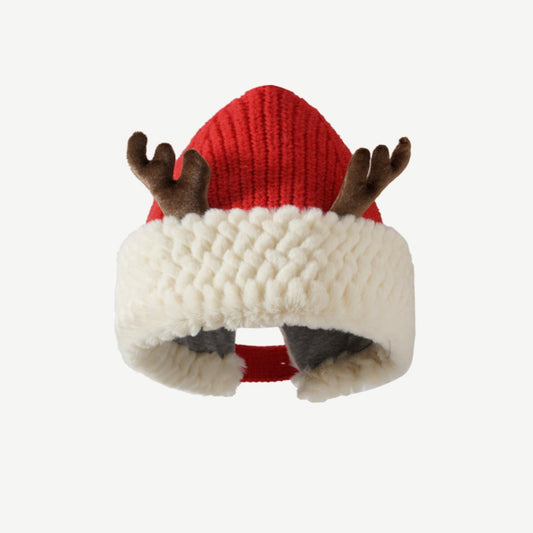 Reindeer Plush Knit Slouchy Christmas Hat