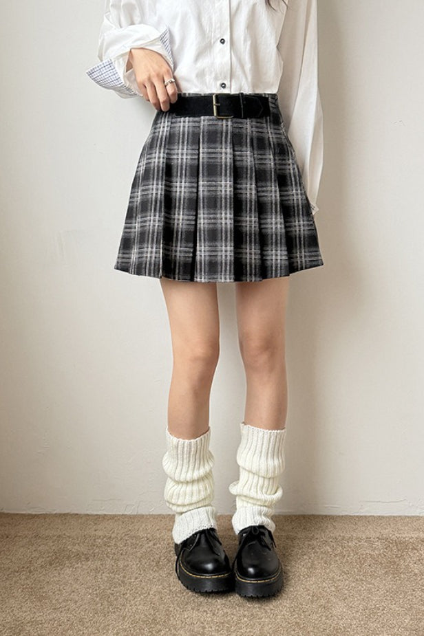Vintage Plaid Pleated Christmas Skirt