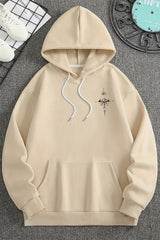 Compass Graphic Kangaroo Pocket Pullover Hoodie