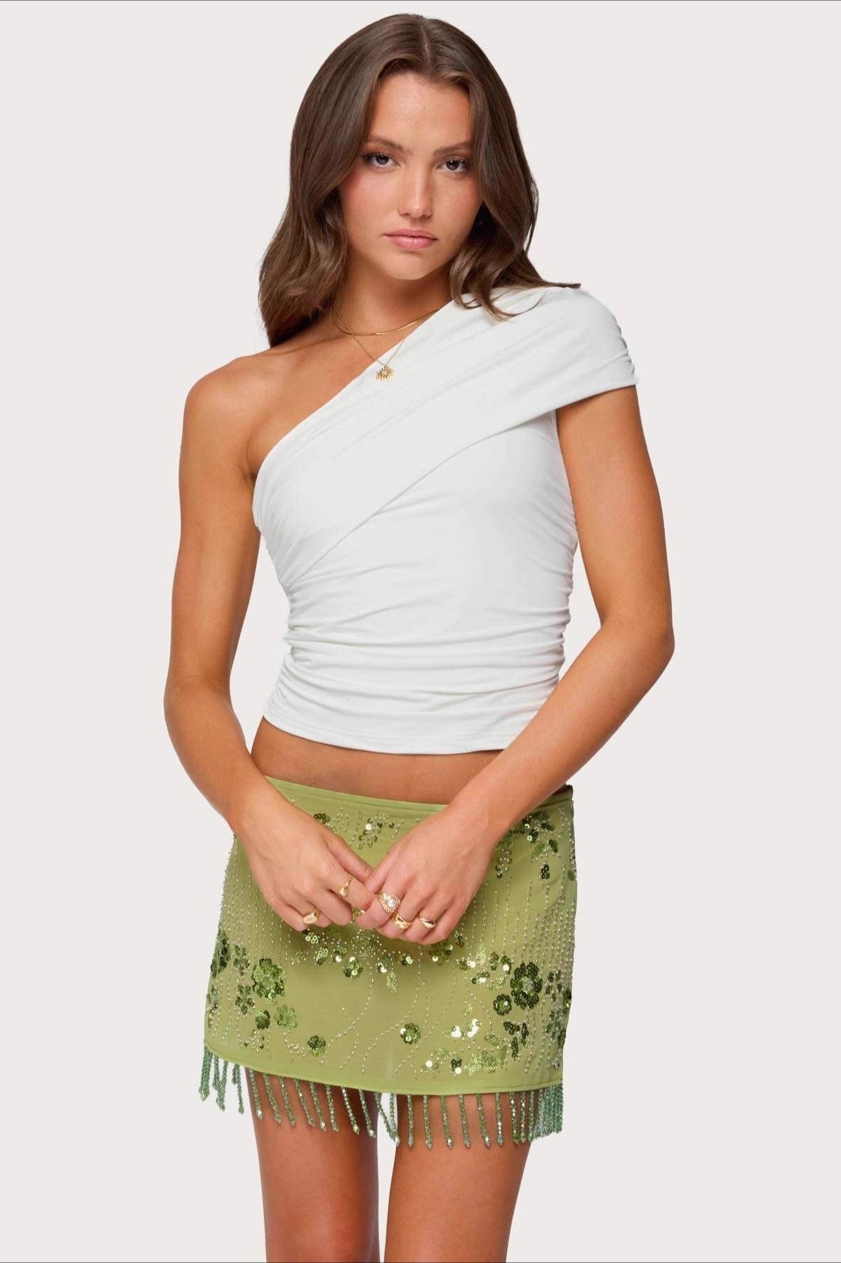 Embroidered Sequin Bodycon Mini Christmas Skirt