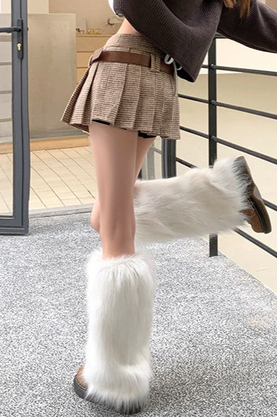 Houndstooth Pleated High Waist Christmas Skirt