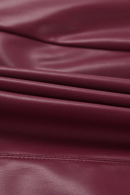 Red Matte Leather Christmas Skirt