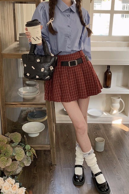 Plus Size Plaid Pleated Christmas Skirt