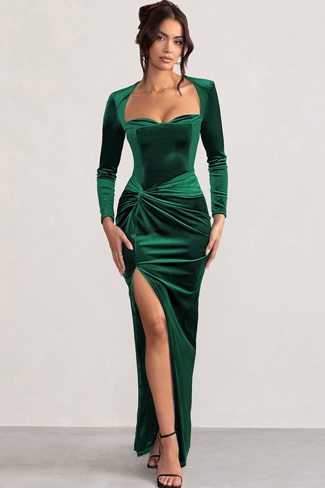 Velvet Square Neck Party Dress