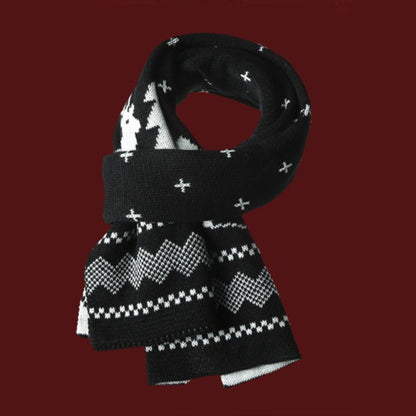 Deer Pattern Plush Christmas Scarf