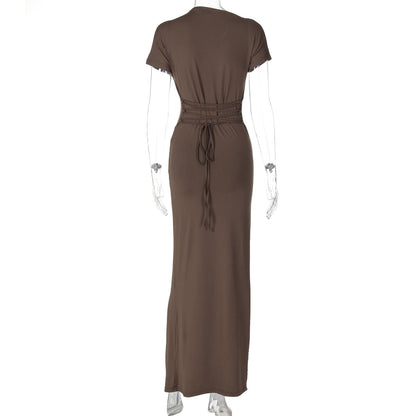 Dreamy Drape Maxi dress - Brown