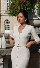 Knitted V-Neck Midi Dress