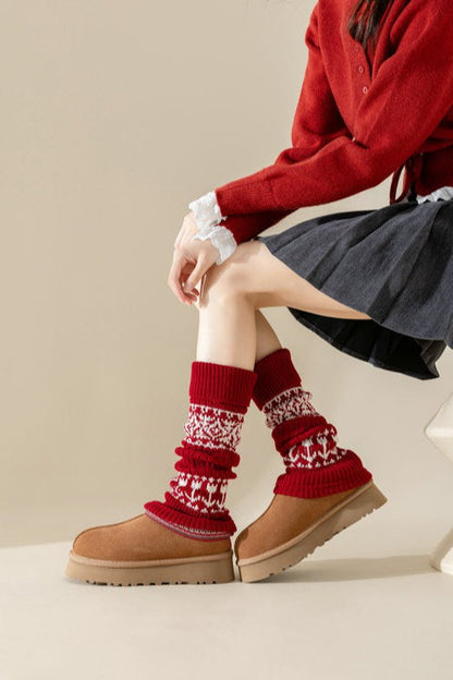 Ribbed Slouchy   Christmas Leg Warmers