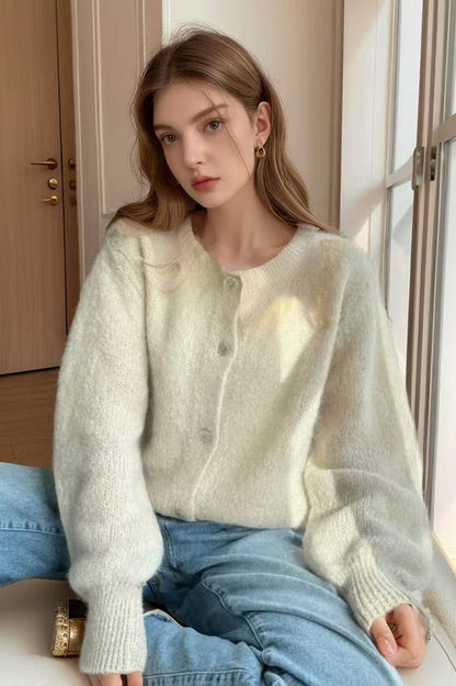 Macaron Color Solid Christmas Cardigan